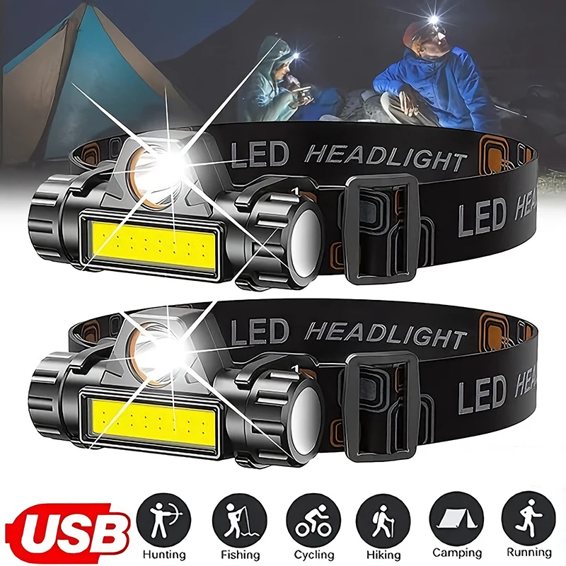 Outdoor Power Head - ไฟฉายคาดศีรษะแบบชาร์จไฟได้ COB LED USB แม่เหล็กแรง ไฟหน้าทรงพลัง