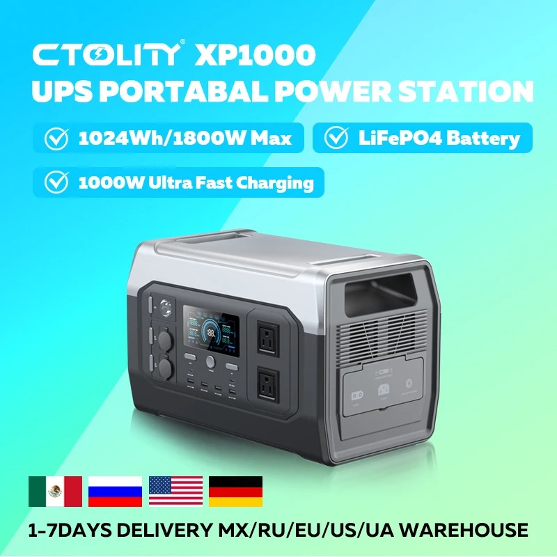 Outdoor Power Station - 【ขายดีที่สุด】CTOLITY XP1000 1800W เครื่องกำเนิดไฟฟ้าพลังงานแสงอาทิตย์แบบพกพา 1024WH แบตเตอรี่
