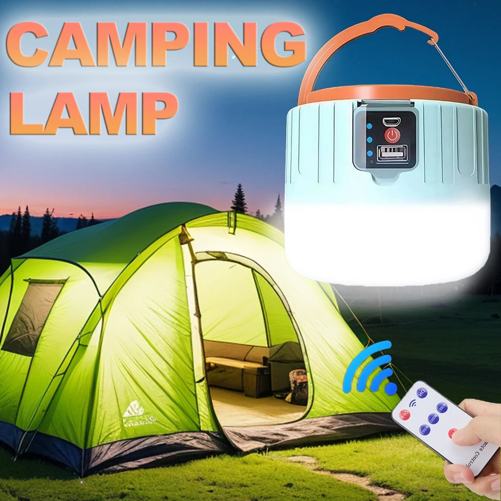 Outdoor Power Bank - โคมไฟตั้งแคมป์พลังงานแสงอาทิตย์แบบชาร์จไฟได้ LED แบบพกพาพร้อมรีโมท, ไฟฉายพาวเวอร์แบงค์ โคมไฟฉุกเฉินกลางแจ้งสำหรับตกปลา บาร์บีคิว