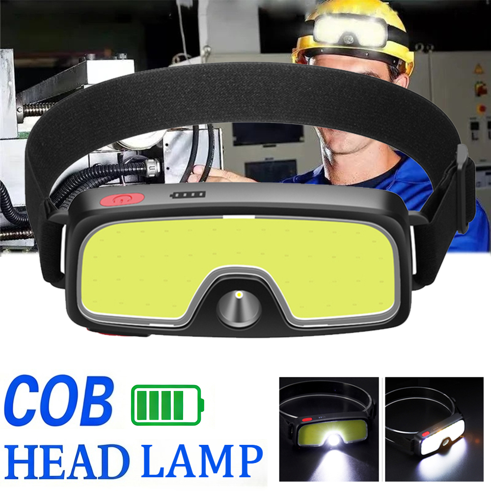 Outdoor Power Head - ไฟหน้าแบบ COB อันทรงพลังประเภท-c/USB ไฟฉายแบบชาร์จไฟได้แบตเตอรี่ในตัวตกปลากลางแจ้งแคมป์ปิ้งโคมไฟไฟฉายกันน้ำ