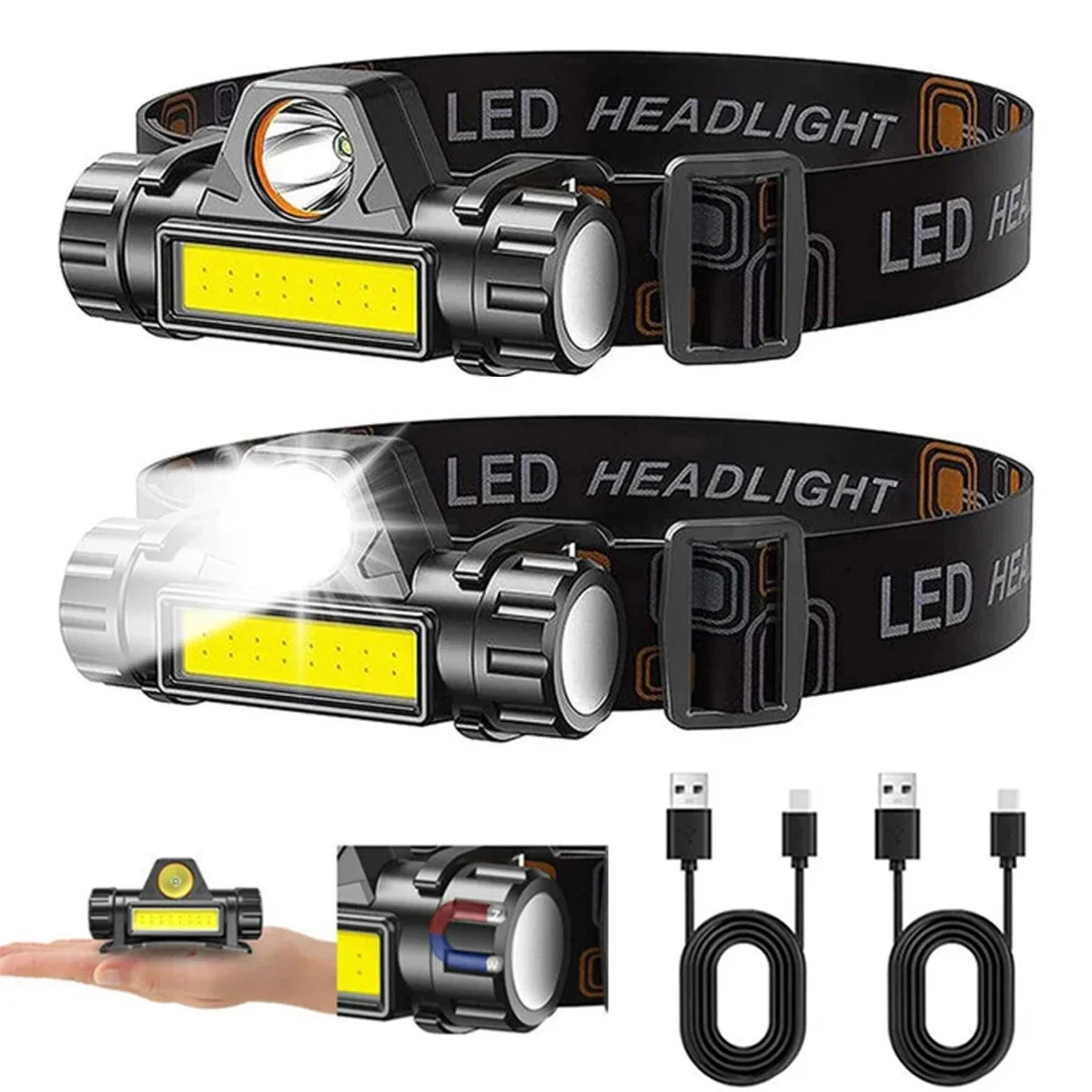 Outdoor Power Head - 1-3PCS แบบชาร์จไฟได้ COB LED ไฟหน้าแม่เหล็กไฟหน้าที่มีประสิทธิภาพ Super