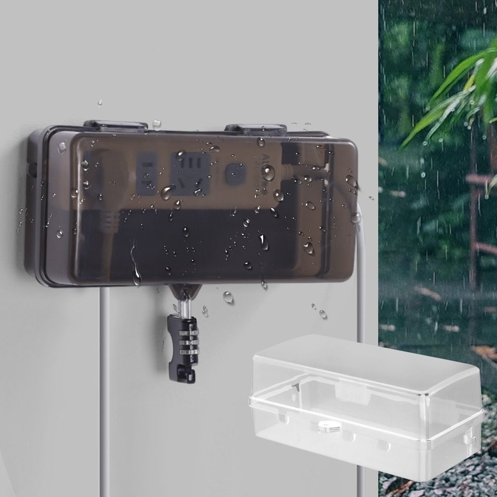 Outdoor Power Outlet Cover - กล่องปลั๊กพลาสติกทนทาน ป้องกันการโจรกรรม ทนต่อสภาพอากาศ ฝาครอบสายต่อพ่วง ป้องกันเต้าเสียบ กล่องเก็บปลั๊กไฟกันน้ำสำหรับใช้งานกลางแจ้ง