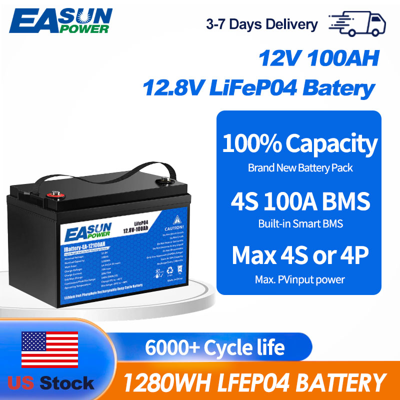 Outdoor Power Inverter - แบตเตอรี่ EASUN POWER 12V 100Ah LiFePO4