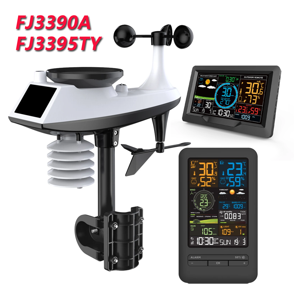 Outdoor Power Meter - เครื่องตรวจจับสถานีสภาพอากาศใน FJ3395TY /FJ3390A เครื่องวัดอุณหภูมิในบ้านและนอกบ้านความเร็วลมในบ้านสถานีสภาพอากาศ