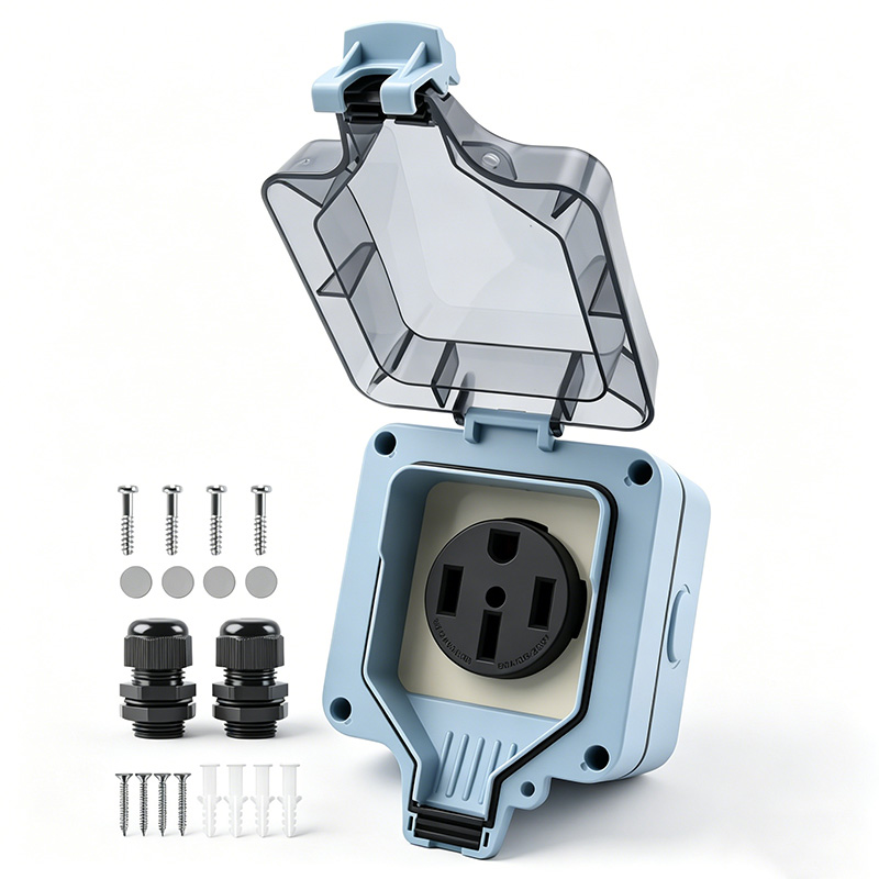 Outdoor Power Outlet Cover - กล่องปลั๊กไฟกลางแจ้งกันน้ำ IP66 50A 125v250V ปลั๊กไฟพร้อมฝาครอบปลั๊กไฟกลางแจ้ง ใช้สำหรับสวนกลางแจ้งในร่ม