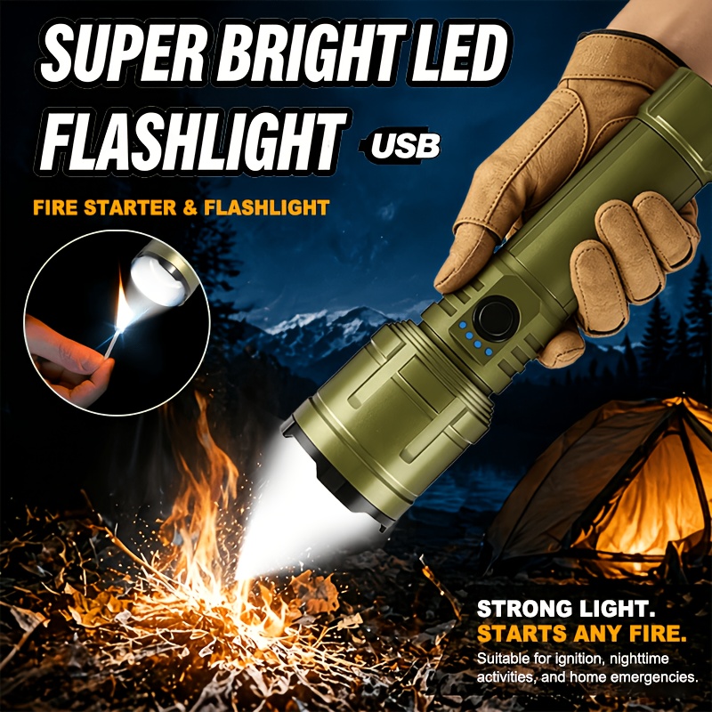 Outdoor Power Bank - ไฟฉาย ไฟแช็ก และพาวเวอร์แบงค์ในตัว ชาร์จซ้ำได้ ปรับซูมได้ แสงสว่างพิเศษ