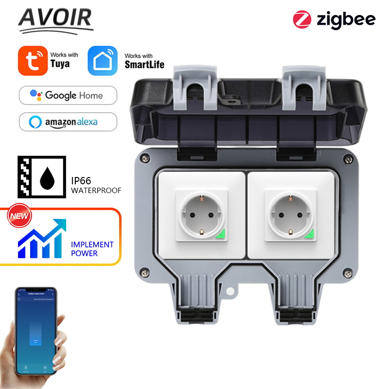 Outdoor Power Meter - Avoir Tuya Zigbee ซ็อกเก็ตไฟฟ้า IP66 กันน้ํากลางแจ้ง
