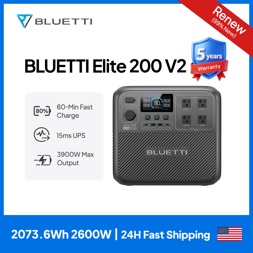 Outdoor Power Bank - 【รีนิว】BLUETTI Elite 200 V2 สถานีไฟฟ้าพกพา 2600W