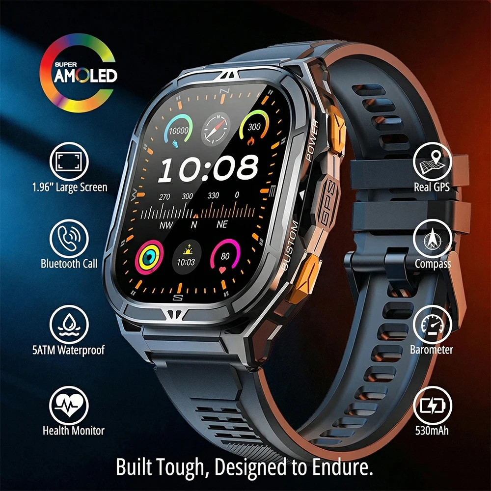 Outdoor Power Meter - สมาร์ทวอทช์ AMOLED ระดับหรู พร้อม GPS แท้