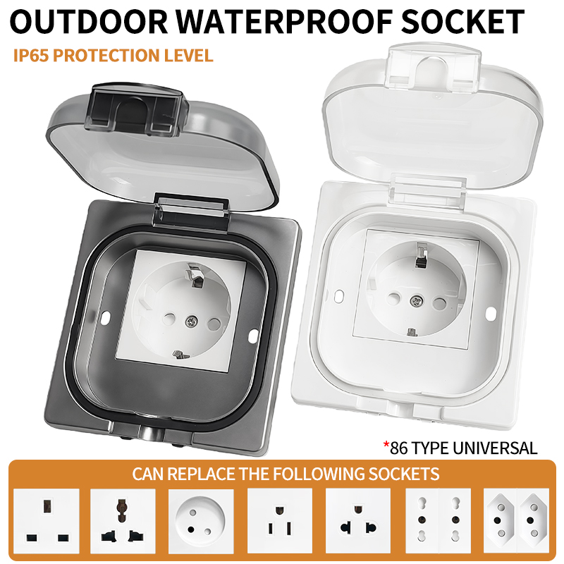 Outdoor Power Hub - เต้ารับไฟฟ้ากันน้ำกลางแจ้งมาตรฐาน IP65, แผงติดผนังกำลังสูง 16A, เต้ารับไฟฟ้าแบบ US/ไทย