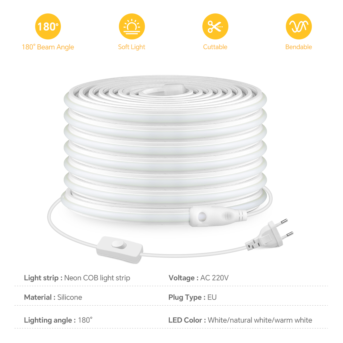 ไฟแถบ LED COB 220V ความหนาแน่น - Outdoor Power Hub บทวิจารณ์และราคา