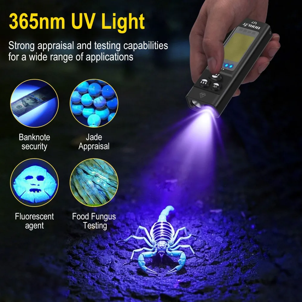 ไฟฉาย BORUiT U7 UV LED EDC 110 - Outdoor Power Bank บทวิจารณ์และราคา