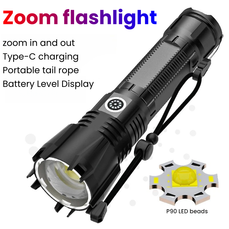 ไฟฉาย LED P90 กำลังสูง TYPE-C  - Outdoor Power Meter บทวิจารณ์และราคา