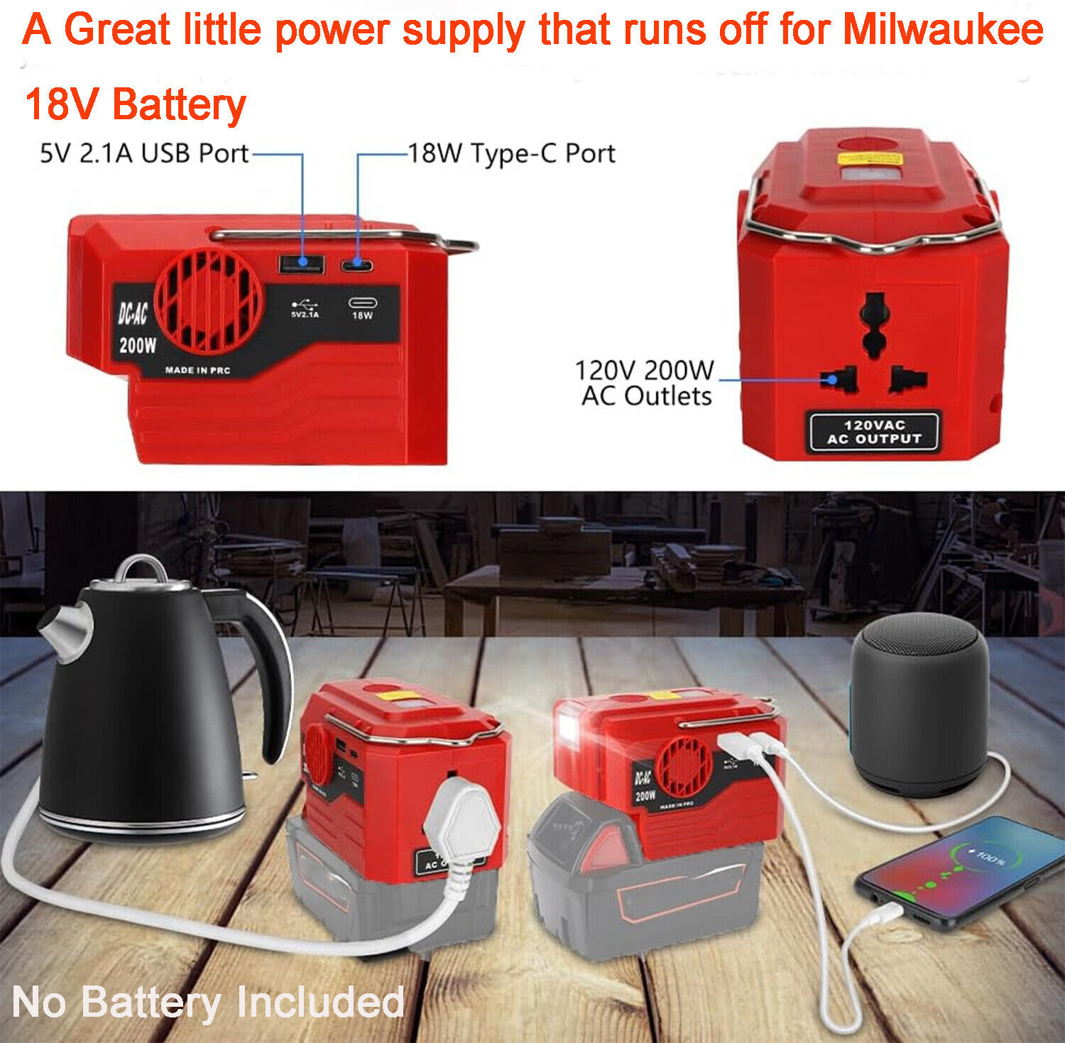 200W อินเวอร์เตอร์ไฟฟ้าแบบพกพา - Outdoor Power Inverter บทวิจารณ์และราคา