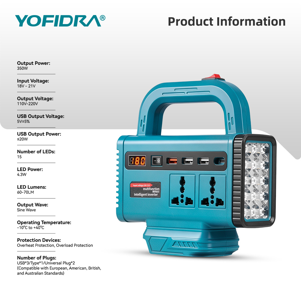 อินเวอร์เตอร์พกพา YOFIDRA 220V - Outdoor Power Inverter บทวิจารณ์และราคา