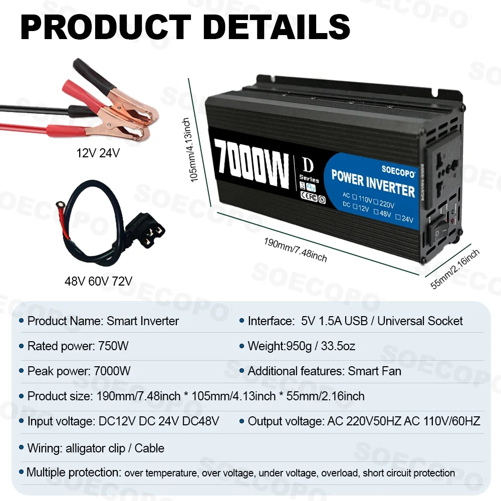 SOECOPO 7000W Power Inverter,  - Outdoor Power Inverter บทวิจารณ์และราคา