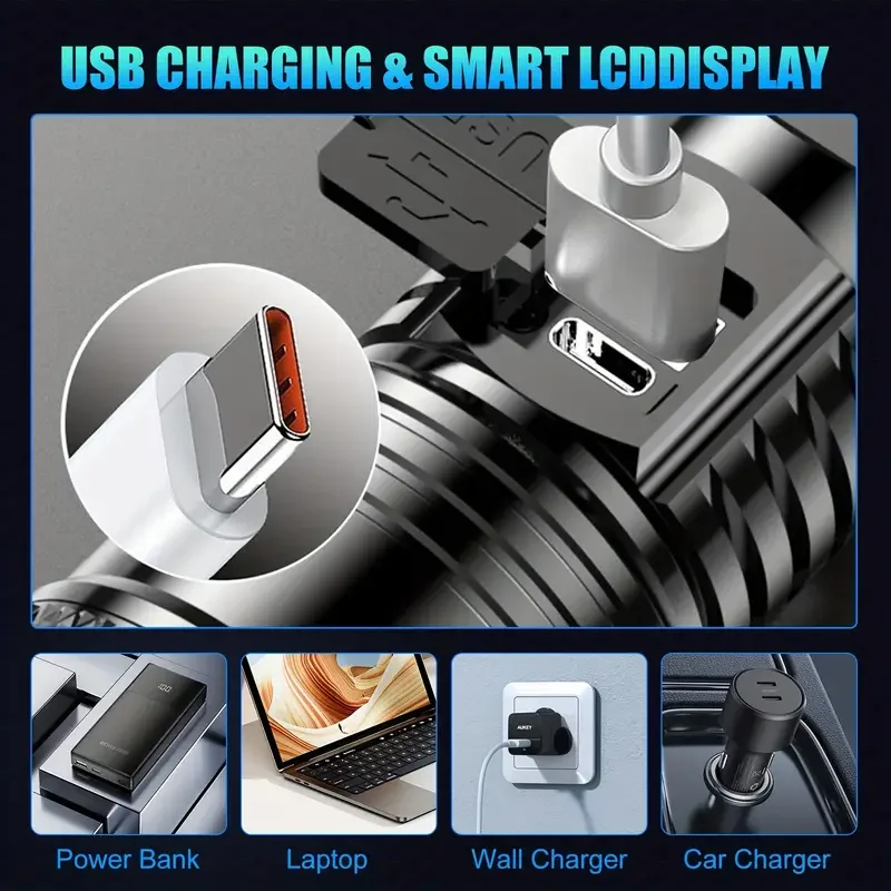 ไฟฉาย LED ยุทธวิธี 2000LM ชาร์ - Outdoor Power Bank บทวิจารณ์และราคา