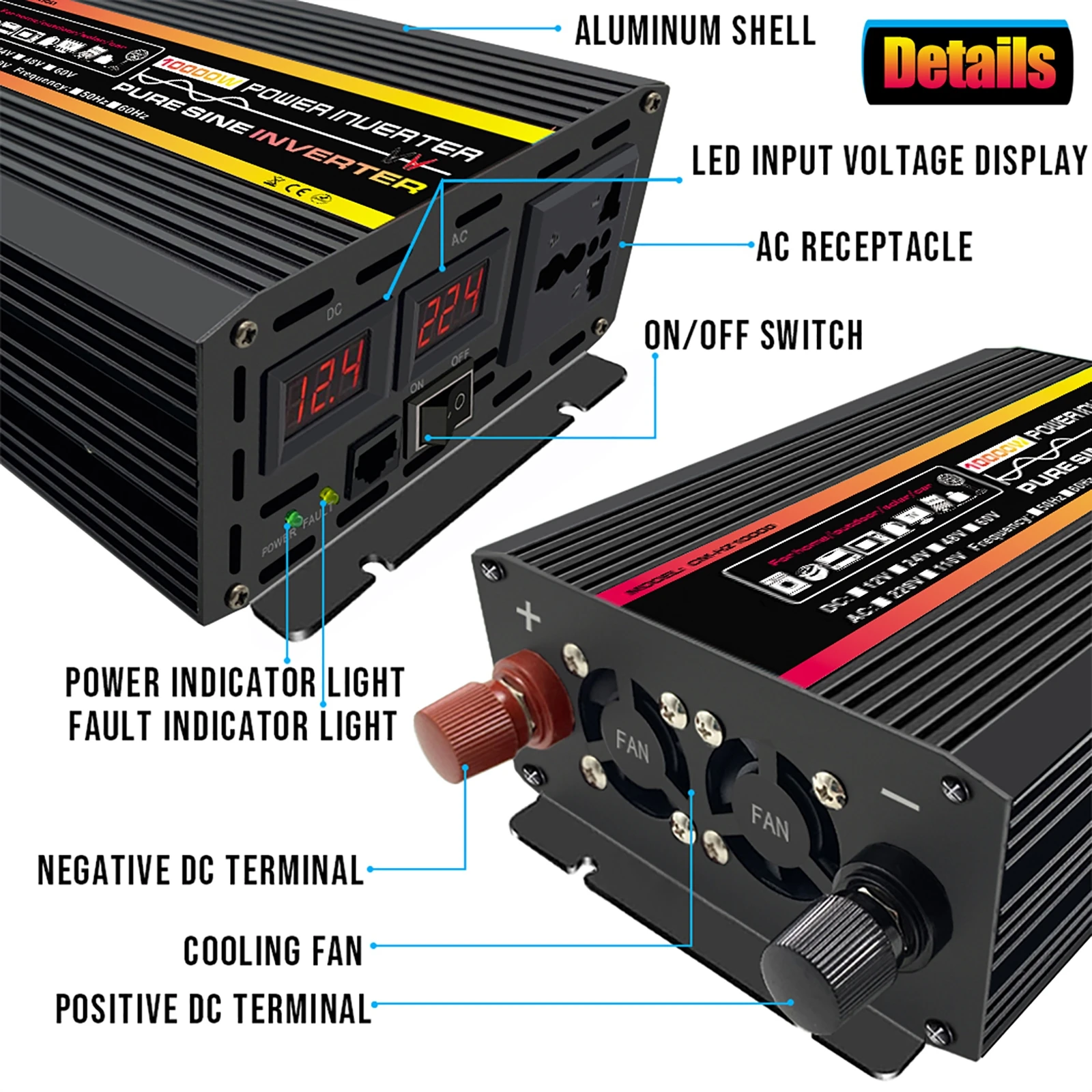 อินเวอร์เตอร์เพียวไซน์เวฟ10000 - Outdoor Power Inverter บทวิจารณ์และราคา